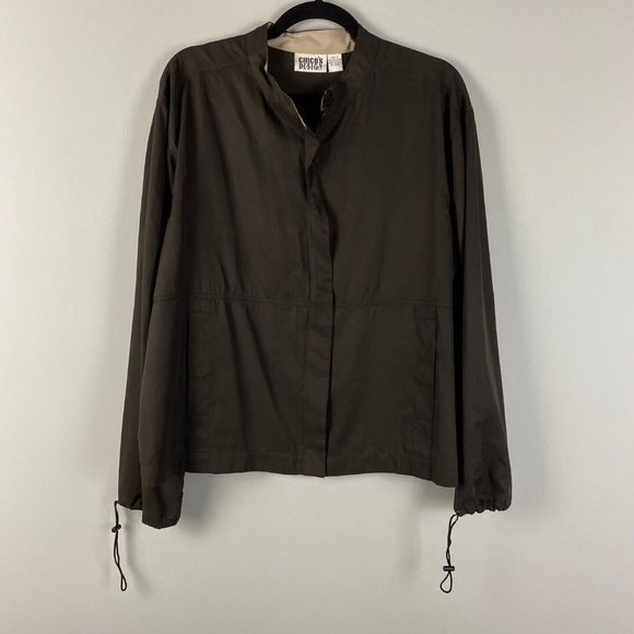 Chicos Design Jacket Womens 2 US Large Brown Full Zip Pockets - Picture 1 of 8